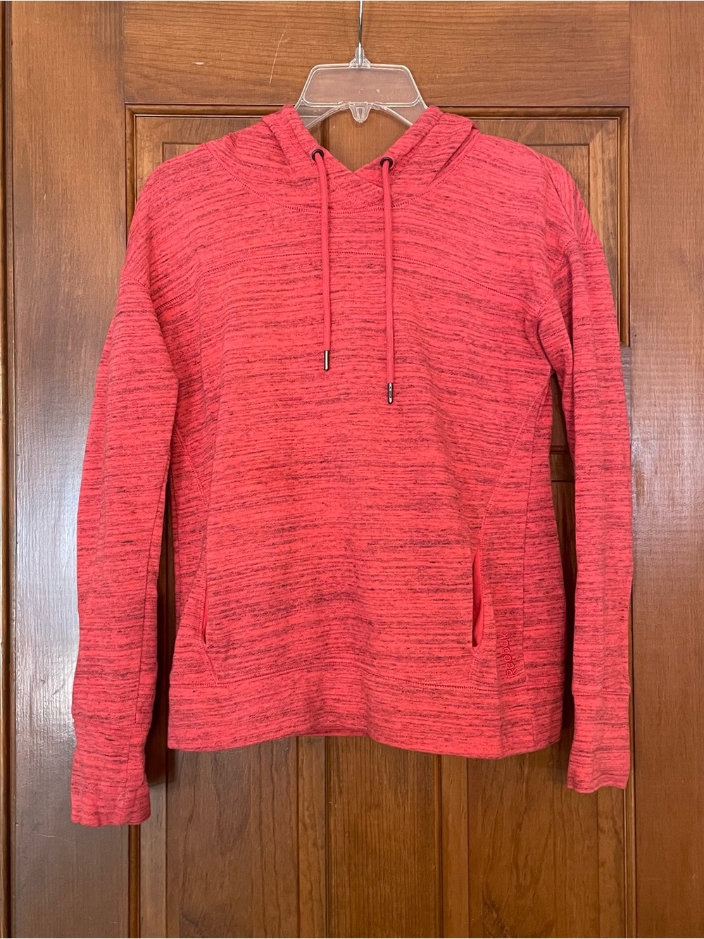 Reebok Women’s Heathered Coral Pull-On Hoodie with Pockets, Cotton/Poly, Size XS